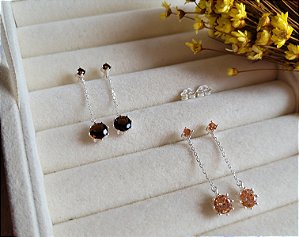 Brinco Ponto de Luz duplo - Prata 925