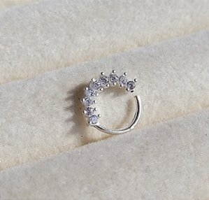 Piercing 8 Zircônia Cravejado Septo / Daith - Prata 925