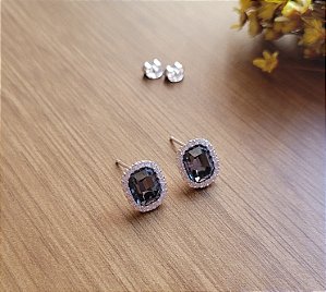 Brinco Luxury Retangular - Prata 925