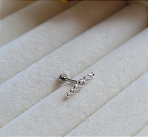 Piercing Tragus Cravação Bezel - Prata