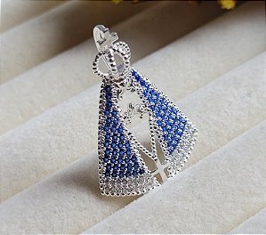 Pingente N. Sra. Aparecida Cravejada - Prata 925