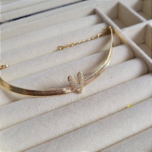 Pulseira Laminada Coração Cravejado - Semijoias 18K