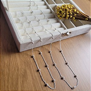 Gargantilha 3x1 c/ bolas 3mm - Prata 925