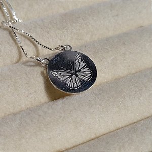 Colar Borboleta Laser - Prata 925