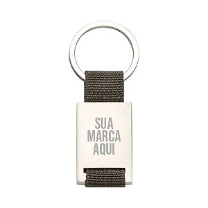 Chaveiro de Metal com Detalhe Colorido Cinza em Nylon - Laser