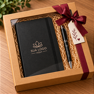 Kit Corporativo Ideias – Caderneta e Caneta Personalizadas