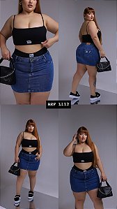 Saia jeans plus size