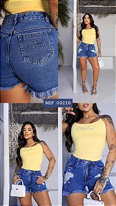 SHORT JEANS 100% ALGODÃO ILHÓS