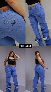 CALÇA JEANS CARGO PLUS SIZE GRADE QUEBRADA