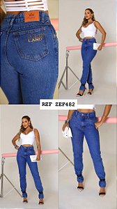 CALÇA JEANS MOM BRILHO GRADE QUEBRADA