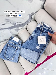 SHORT JEANS STRASS DE BRILHO GRADE QUEBRADA