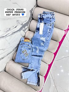 CALÇA JEANS PREMIUM COM ZÍPER NA BARRA