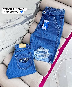 BERMUDA JEANS DESTROYD GRADE QUEBRADA