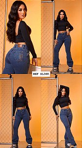 CALÇA JEANS FLARE COM LYCRA GRADE QUEBRADA