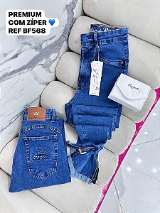 CALÇA JEANS PREMIUM COM ZÍPER GRADE QUEBRADA