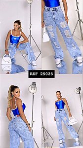 CALÇA JEANS WID LEGG DESTROY GRADE QUEBRADA