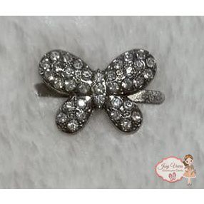 Mini borboleta prata com strass(Par)