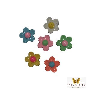 Aplique flor Colorida 20mm  cores variadas(10Unidades)