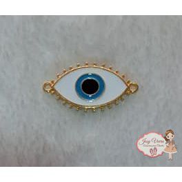 Olho grego dourado com branco 45mm (1 unidade)