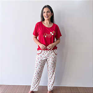 Pijama Feminino Manga Curta com Calça Cherry