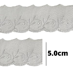 Bordado Ingles 5.0cm Branco Ctb 145 Com 13,70 Metros NYBC
