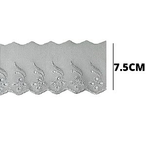 Bordado ingles 7.5cm Branco CTB 146 Com 13.70 metros NYBC