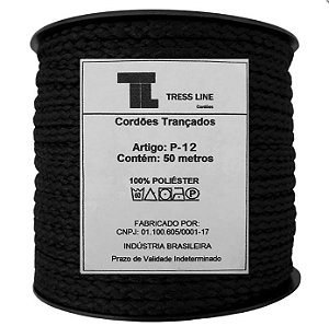 Cordão Trançado P-12 Preto c/ 50 Metros Tress Line