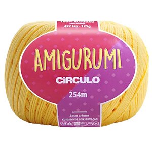 Linha Amigurumi Cor 1317 Amarelo Solar Com 254 Metros Círculo
