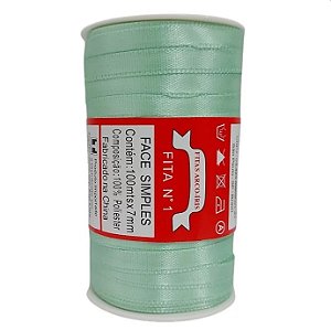 Fita poliéster 7mm Verde Agua c/100 metros Trader