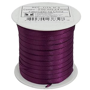 Fita Poliéster 4mm Roxo Escuro Com 100 Metros Trader