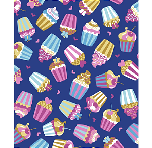 Tecido tricoline estampado cupcake ref:2229 - 100% algodão 50cm x 150cm Círculo