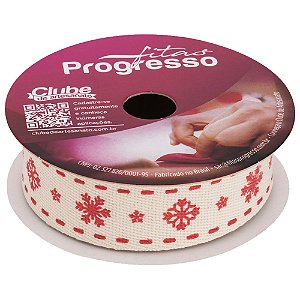 Fita Estampada Natal 100% Algodão 22mm Cor 0002 Com 5 Metros Progresso
