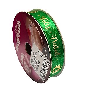 Fita de cetim natalina 15mm cor verde com 10 metros progresso