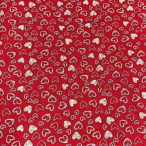 Tecido tricoline estampada coração ref v165 - 100% algodão 50cm x 150cm Peripan