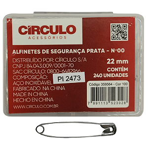 Alfinete de Segurança Prata 22mm N° 00 com 240 Unidades Circulo