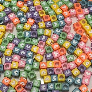 Miçanga cubo coração 6mm ref 0520 com 100 gramas