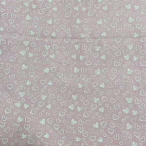 Tecido tricoline estampada coração ref D1342 - 100% algodão 50cm x 150cm Peripan