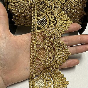 renda guipir chl-438 dourado 68mm por metro