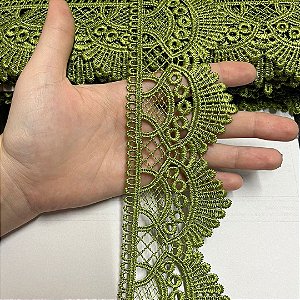 renda guipir chl-438 verde oliva 68mm por metro