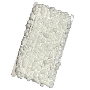Fita Pompom Cor Branco 20mm Com 25 Metros Nybc