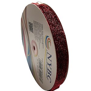 Fita Metalizada 20mm Vermelho 100% Poliéster Com 20 Metros Nybc