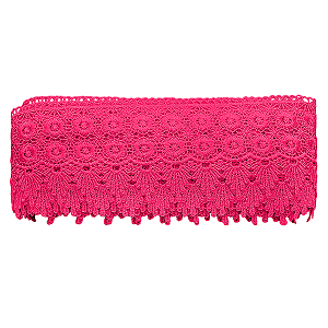 Renda Guipir 9,5cm Rosa Neon CHL-427 com 13,7 Metros NYBC