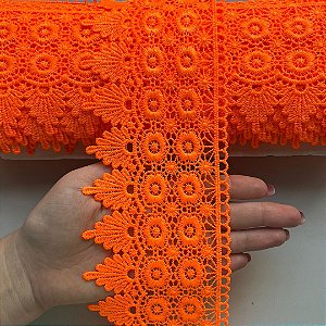 Renda Guipir Chl 427 Cor Laranja Neon 95mm Por Metro Nybc