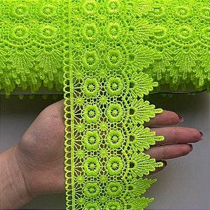 Renda Guipir Chl 427 Cor Verde Neon 95mm Por Metro Nybc