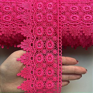 Renda Guipir Chl 427 Cor Rosa Neon 95mm Por Metro Nybc