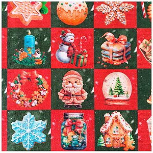 Tecido Tricoline Digital Natal 50cm x 150cm Ref 2748 Circulo