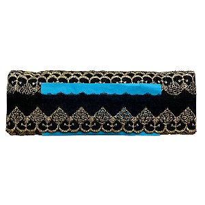 Bordado Ingles 5.0cm CTL 115 Preto/Ouro Com 13.70 Metros Nybc