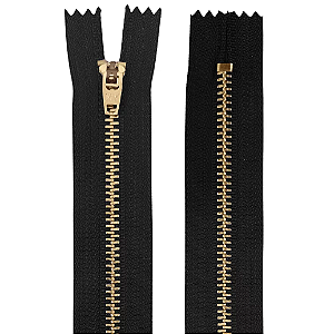 Ziper Fixo Metal Dourado 12cm Cor 310 Preto Nybc
