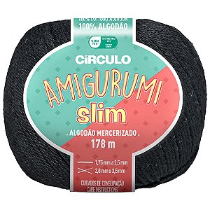 Linha Amigurumi Slim Cor 8990 Preto Com 178 Metros Círculo