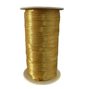Fita Poliéster 7mm Dourado Com 100 Metros Mantovani